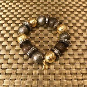 Gold, silver and copper beaded bracelet